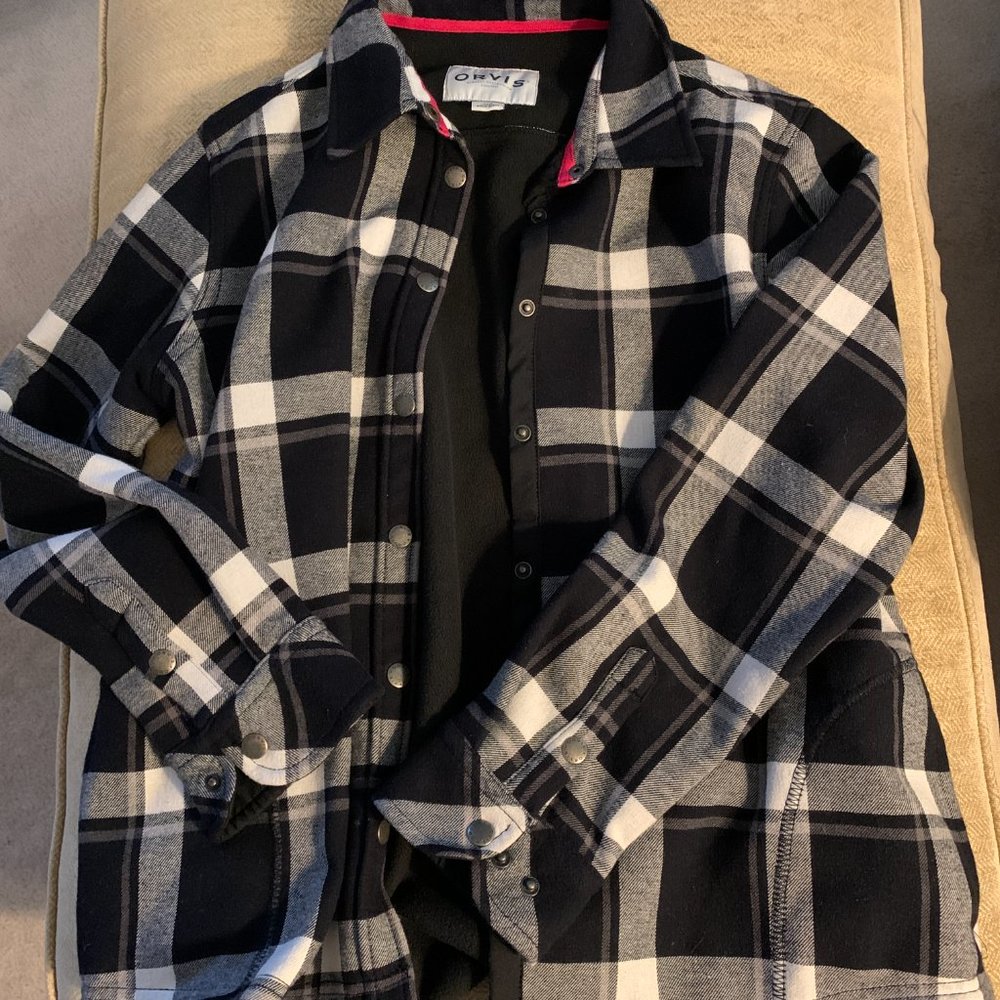 Orvis Womens Fleeced Lined Flannel Pinnacle Shirt Jacket